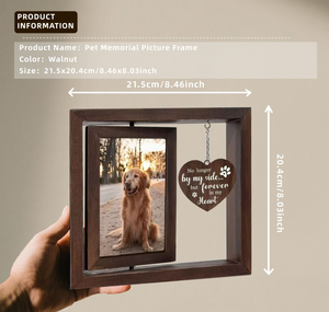 Cadre photo commémoratif moderne en bois réutilisable pour animaux de compagnie avec ornement en forme de cœur à suspendre - Product Image 2