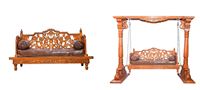 Fauteuil suspendu majestueux moderne en teck massif sculpté à la main, confortable, 3 places, pour extérieur, parc, ferme, jardin, cour, salle de sport