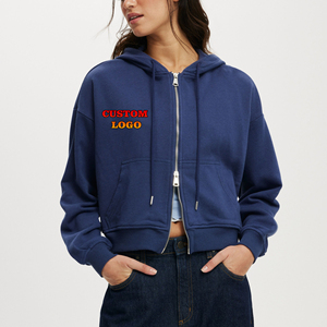 เสื้อฮู้ดครอปพิมพ์ลายด้านหน้าแบบซิปสำหรับผู้หญิง สไตล์สตรีทแวร์ฤดูหนาว ทรงหลวมไหล่ตก ผ้าฝ้าย 100% ระบายอากาศได้ดี ไม่เป็นขุย - Product Image 6