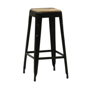 Meubles industriels, design moderne et luxueux, siège en bois massif et métal, tabouret de bar pour restaurant, café, comptoir de cuisine - Product Image 2