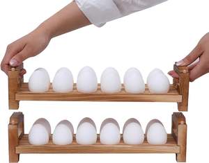 Porte-oeufs en bois comptoir plateaux de rangement empilables pour 24 oeufs frais farcis organisateur rustique cuisine décoration - Product Image 5