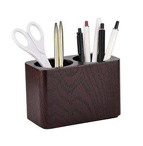 Wood <b>Pen</b> & Pencil <b>Holder</b> <b>Desk</b> Office Stationery Organizer Table Pencil Cup Stand <b>Desk</b> Accessories <b>Holder</b> Two Cups Practical - Product Image 1