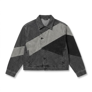 Wholesale Mens Denim <b>Jacket</b> Cotton Denim Custom <b>Patches</b> <b>for</b> Streetwear Brands Private Label Bulk Supply - Product Image 5