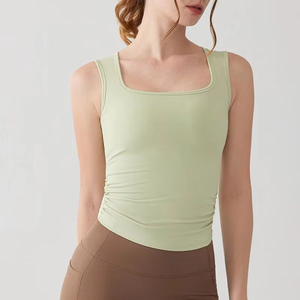 "Hauts respirants d'entraînement de gymnastique pour femmes avec haut de soutien-gorge rembourré-Design simple" - Product Image 4