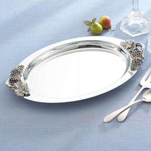 Bandeja de servicio de acero inoxidable de lujo, asas decorativas de uva, tamaño personalizado, apto para lavavajillas, servidor multifunción para escritorio de cocina - Product Image 6