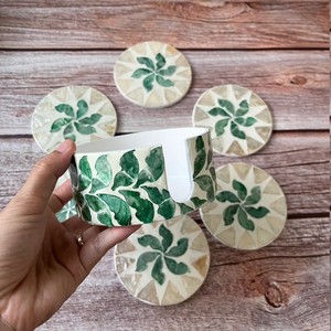 ชุดถาดรองแก้วลายมุกพร้อมที่จับถาดรองแก้วเปลือกหอยชุดที่วางถ้วยไม้ไผ่เครื่องใช้บนโต๊ะอาหารทำจากเวียดนาม - Product Image 5