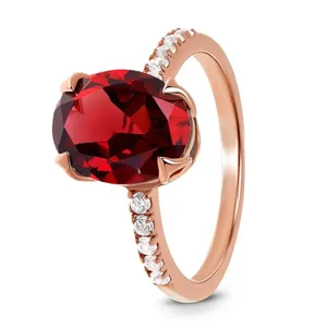 Natural Garnet Solitaire <b>Ring</b> <b>925</b> Sterling <b>Silver</b> Handmade Gemstone <b>Ring</b> Wholesale Jewelry Supplier - Product Image 3