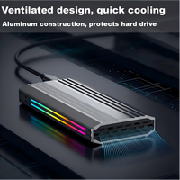 Untuk Enclosure SSD M.2 Aluminium 10Gbps dengan Lampu RGB Mendukung Protokol Ganda NVMe NGFF USB3.2