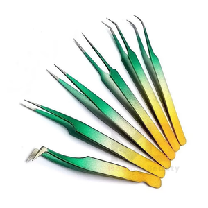 Lot de 6 pinces à épiler antistatiques en acier inoxydable à pointe fine pour extensions de cils, avec option de logo personnalisé, vente en gros, offre spéciale - Product Image 1