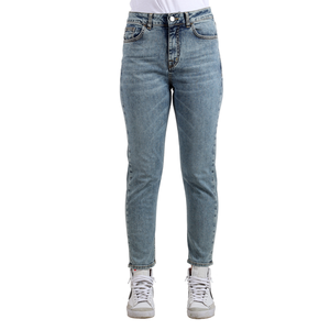 Jeans de sastrería italianos Estilo básico Tela elástica Lavado Jeans de mujer Botón de ajuste regular Fly 98% Algodón, 2% Elastano - Product Image 1