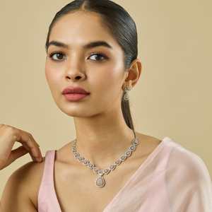 Zircon Necklace 184911 Elegant <b>Wedding</b> <b>Accessory</b> with Dazzling Zircon Stones - Product Image 1