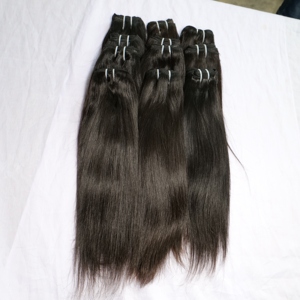 Extensions de Cheveux Humains Indiens Remy 100% Naturels, Non Traités, Lisses, Aspect Naturel, Vente en Gros Directe d'Usine - Product Image 1