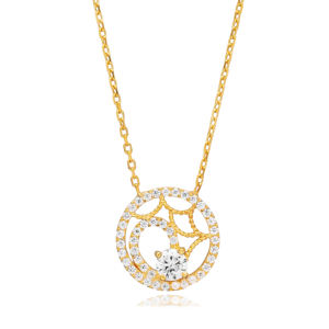 Round Shape Zircon Stone Wedding Charm Necklace 925 <b>Sterling</b> <b>Silver</b> Jewelry Turkish <b>for</b> <b>Women</b> - Product Image 1