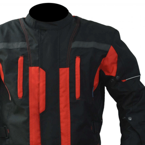 Veste textile personnalisée pour motocyclette de tourisme de protection pour hommes vestes Cordura de moto d'aventure rouges et noires imperméables toutes saisons - Product Image 4