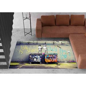 Tapis imprimé moderne Banksy Life is Short pour la décoration de la maison, avec tapis à poils doux - Product Image 5
