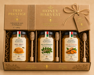 Collection Prestige Honey Harvest Trio 3x250g Miel Brut Naturel de Madagascar en Pot Mason - Product Image 1