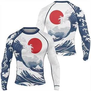 Proveedores de Rashguards de BJJ Personalizados en Tela de Poliéster/Spandex, Rashguards para Hombre con Etiqueta Privada, Rashguards Transpirables para Hombre - Product Image 1