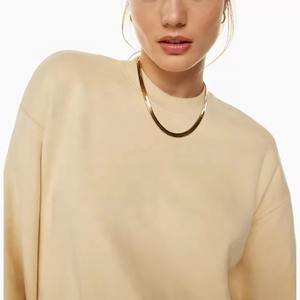 Venta al por mayor de alta calidad pulóver de gran tamaño cuello redondo hombro caído liso sudadera Terry polar algodón poliéster Sudadera Mujer - Product Image 2