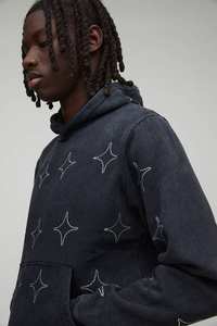 Sweat à capuche en molleton écologique de qualité supérieure, entièrement orné de strass, 100% coton, ourlet côtelé, poignets côtelés, vêtements décontractés pour hommes - Product Image 4