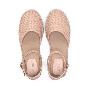 OEM ODM Sandalias planas para mujer en punta de cuero tejido, alpargatas, EVA con suela trenzada de yute, Beige, hecho en BD - Product Image 2