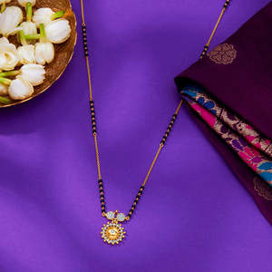 Collier Mangalsutra moderne Sunbeam Sparkle Gold & Diamond pour femmes - Product Image 1