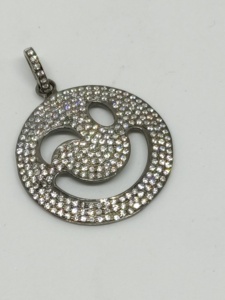 Winky Face Pattern 925 Sterling Silver Zircon Pendant 30MM - Product Image 3