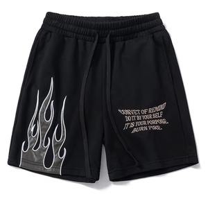 Heavy Weight Cotton Men <b>Shorts</b> Custom logo Print and Embroidery Sweat <b>Shorts</b> Long Drawstring Casual <b>Shorts</b> For Men - Product Image 4