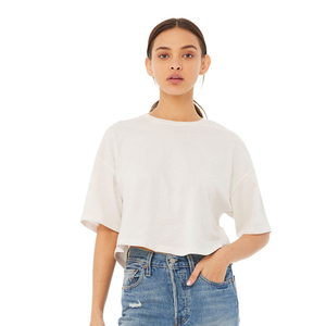 Camiseta de manga corta de gran tamaño personalizada, ropa de gimnasio, Camiseta corta de algodón en blanco informal para mujer, camisetas cortas de algodón en blanco, camiseta OEM - Product Image 5