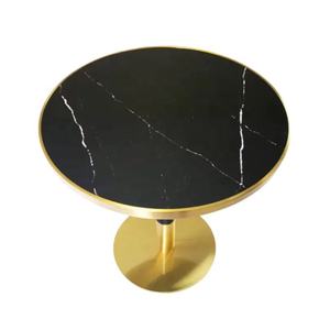 Mesa Redonda de Acero Inoxidable para Cafetería con Tapa de Mármol y Base de Metal Dorado para Muebles de Cocina y Comedor - Product Image 3