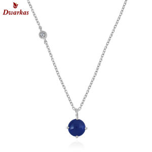 Collar con colgante clásico de plata de ley 925 con piedra natural de lapislázuli, superventas, disponible en stock, precio económico al por mayor - Product Image 2