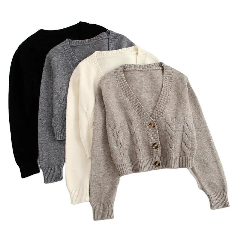 Cardigan boutonné à manches longues femmes pull cardigan pull manteau respirant col haut pull tricots col roulé pull mince