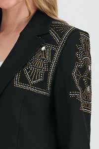 Ensemble de costume perlé noir pour femmes de qualité supérieure avec blazer et pantalon à épaules cloutées pour femmes vêtements de bureau tissés de luxe/prêt-à-expédier - Product Image 3