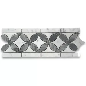 C9C7BXP Blanco Carrara Venato Mármol Flor Mosaico Borde Azulejo Gris Pulido Categoría de Producto - Product Image 1