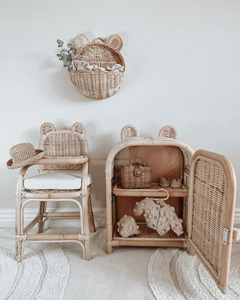 Hot 2023 Bear Doll Rattan Cabinet DIY <b>Model</b> Toy for Girls Vietnam Manufactured Dollhouse Accessories - Product Image 6