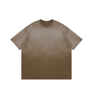 เสื้อยืดผ้าฝ้ายฟอกสีกรดสำหรับผู้ชายขนาดใหญ่พิเศษออกแบบได้ตามต้องการลายพระอาทิตย์จาง220กรัม100% ถักแบบถักทอสำหรับผู้ชาย - Product Image 5