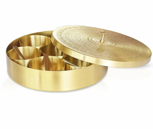 Boîte à épices en laiton de qualité supérieure avec couvercle et 7 récipients, un must have pour des espaces de cuisine organisés et élégants - Product Image 2