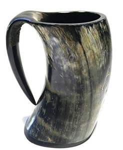 Mug en corne de bœuf poli rustique unique, best-seller, écologique, fait à la main, traditionnel, pour bière et méad, avec logo personnalisé, cadeau - Product Image 1