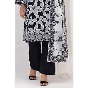 Conjunto de traje de 3 piezas sin coser de tela de algodón negro para mujer - Product Image 3