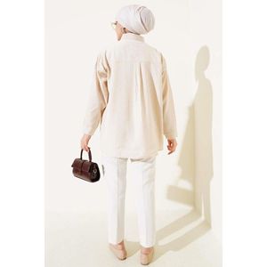 Chemise à Poche à Rabat en Métal Beige - Product Image 1