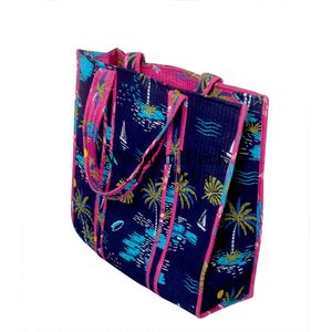 Bolsos Tote Grandes de Algodón Acolchado, Bolsos de Compras de Algodón Personalizados, Bolsos de Mano de Viaje para Mujer, Bolso de Hombro Reversible con Estampado Floral - Product Image 4