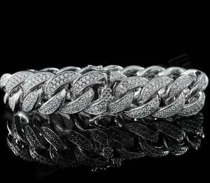 925 Silver Luxury Men's Moissanite Cuban Link Bracelet Iced Hip Hop Style with <b>Box</b> Clasp Free <b>Storage</b> Cuban Bracelets & Bangles - Product Image 2