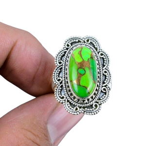 Bague classique faite à la main 925 bijoux en argent massif pour femmes 925 argent Sterling Turquoise pierre précieuse Boho Style bague cadeau soeur - Product Image 1