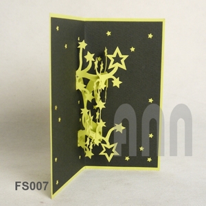 Carte de vœux d'amitié ANN HANDICRAFT pour la rentrée scolaire, motif étoiles 3D pop-up, estampage à chaud doré, impression offset, finition mate, faite à la main - Product Image 6