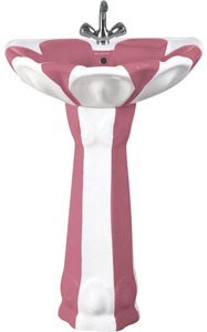 Pedestal de cerámica roja rústica, lavabo ovalado, conjunto de lavabo, diseño moderno, respetuoso con el medio ambiente, Hospital, Villa, baño, precio barato, India - Product Image 3