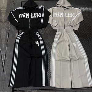 Survêtement unisexe personnalisé en molleton épais d'hiver, imprimé EDM et délavé à l'acide, effet vieilli, coupe évasée, avec pantalon de survêtement et sweat-shirt - Product Image 5