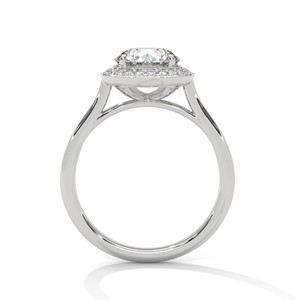 2.0ct Round Brilliant Cut CZ Halo <b>Solitaire</b> <b>Ring</b> 925 Sterling <b>Silver</b> Engagement Band - Product Image 5