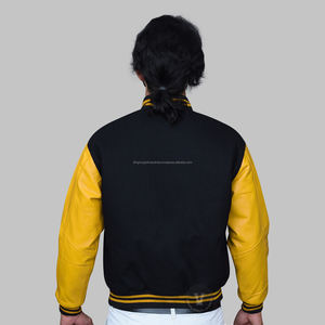 Veste de baseball universitaire personnalisée de haute qualité pour hommes avec manches en cuir Décoration de poche style course à pied - Product Image 2