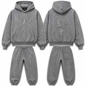 Sudadera con Capucha Bordada con Fénix Celestial, Conjunto Deportivo de Felpa Premium Phoenix Eclipse, Sudadera con Capucha Bordada con Luna Mística - Product Image 6