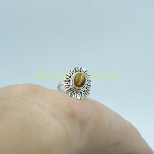 Handmade 925 Sterling Silver Natural Tiger Eye Gemstone <b>Ring</b> for Men & Women Oval Cabochon <b>Statement</b> <b>Ring</b> Christmas Gift - Product Image 2