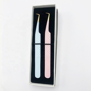 Pinzas de extensión de pestañas con agarre de diamante de 90 grados personalizadas más vendidas, acero inoxidable sólido recubierto de polvo en oro con etiqueta privada - Product Image 6